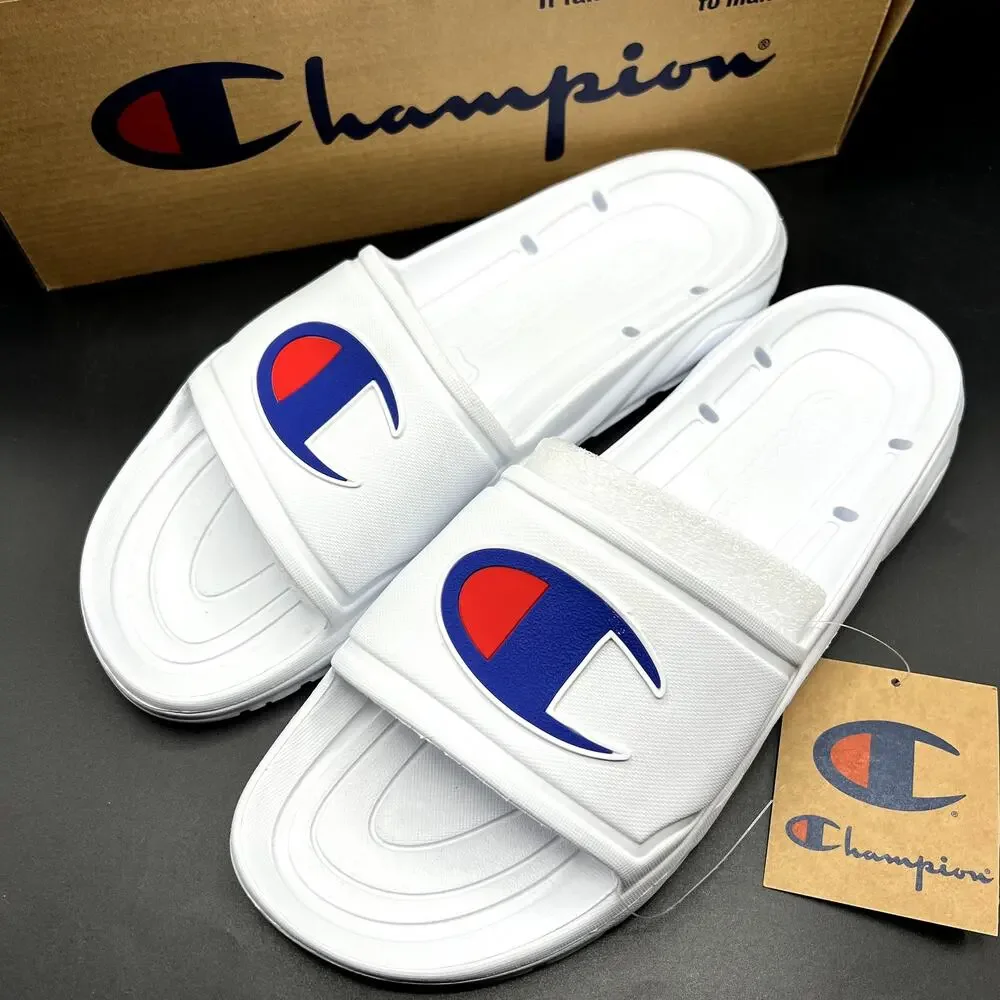 NEW Champion Hydro-C Synthetic Men's Slides Sz 12 Sandals White CP101067M